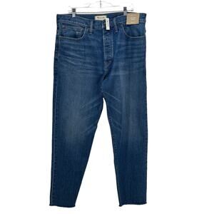 Madewell Men's Jeans Vintage Taper 38 x 32 Button Fly Raw Hem NG332 Blue NEW